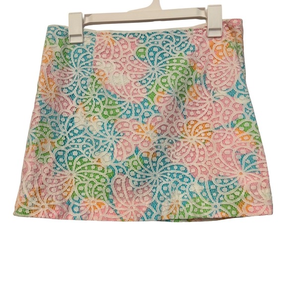 Lilly Pulitzer Multicolored Floral Lace Mini Skirt Pink Blue Green Size 2 - Picture 2 of 8